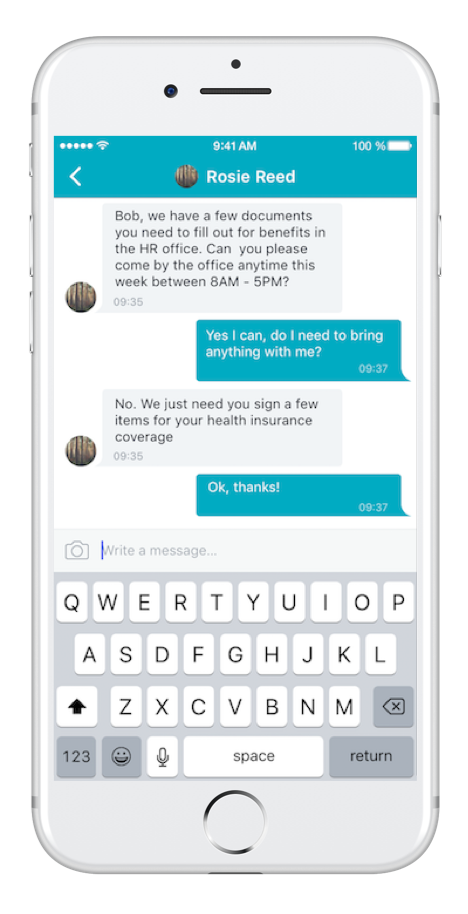 Peer to peer communication screenshot