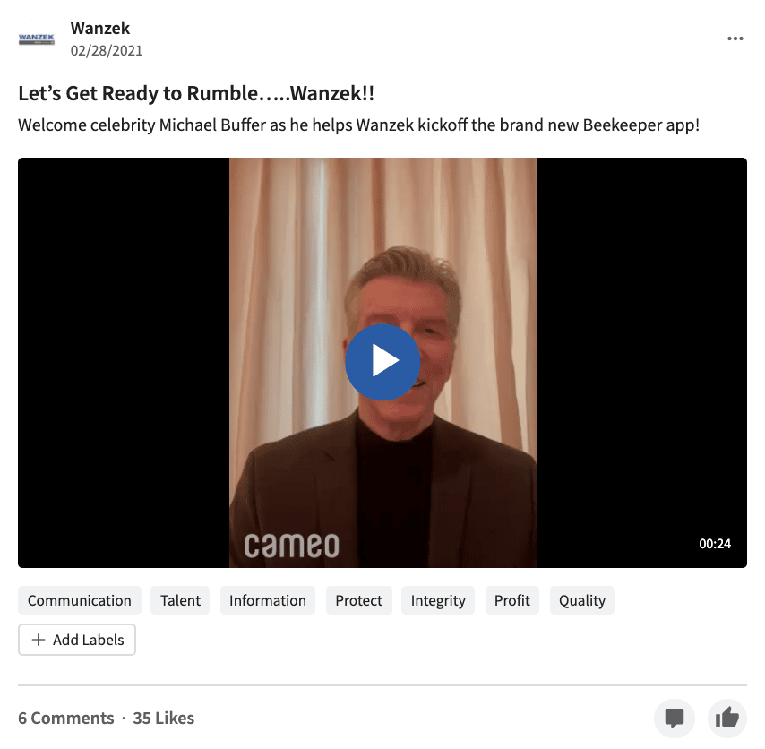 Wanzek's rollout with Beekeeper