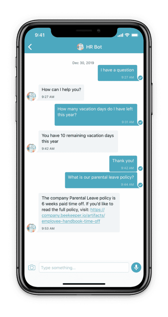 Beeekeeper's HR chatbot